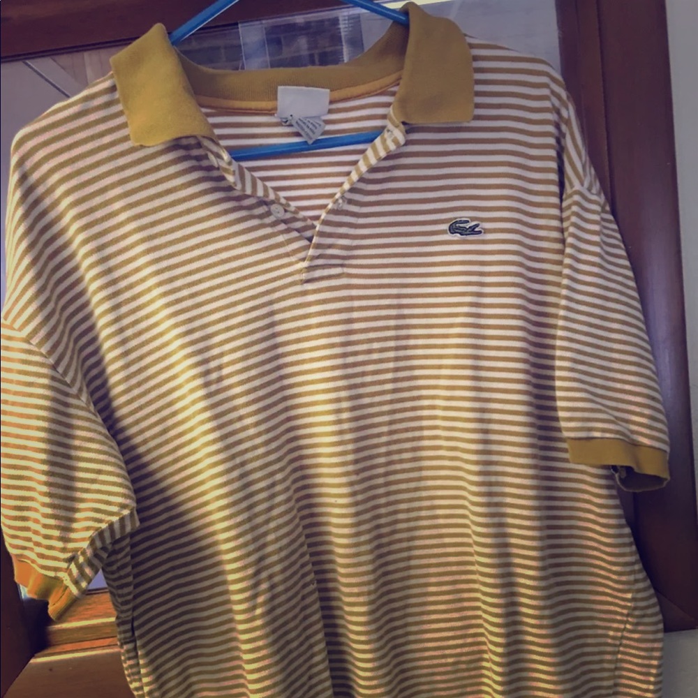 Lacoste Men’s yellow striped polo size 7